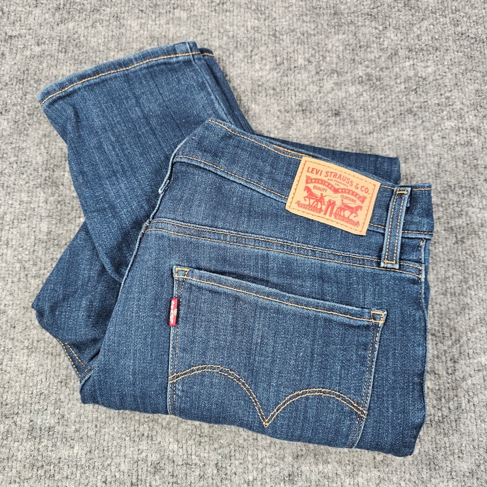 Levi's 311 Shaping Skinny Jeans Womens Size 30 Dark Wash Stretch Distressed Knee